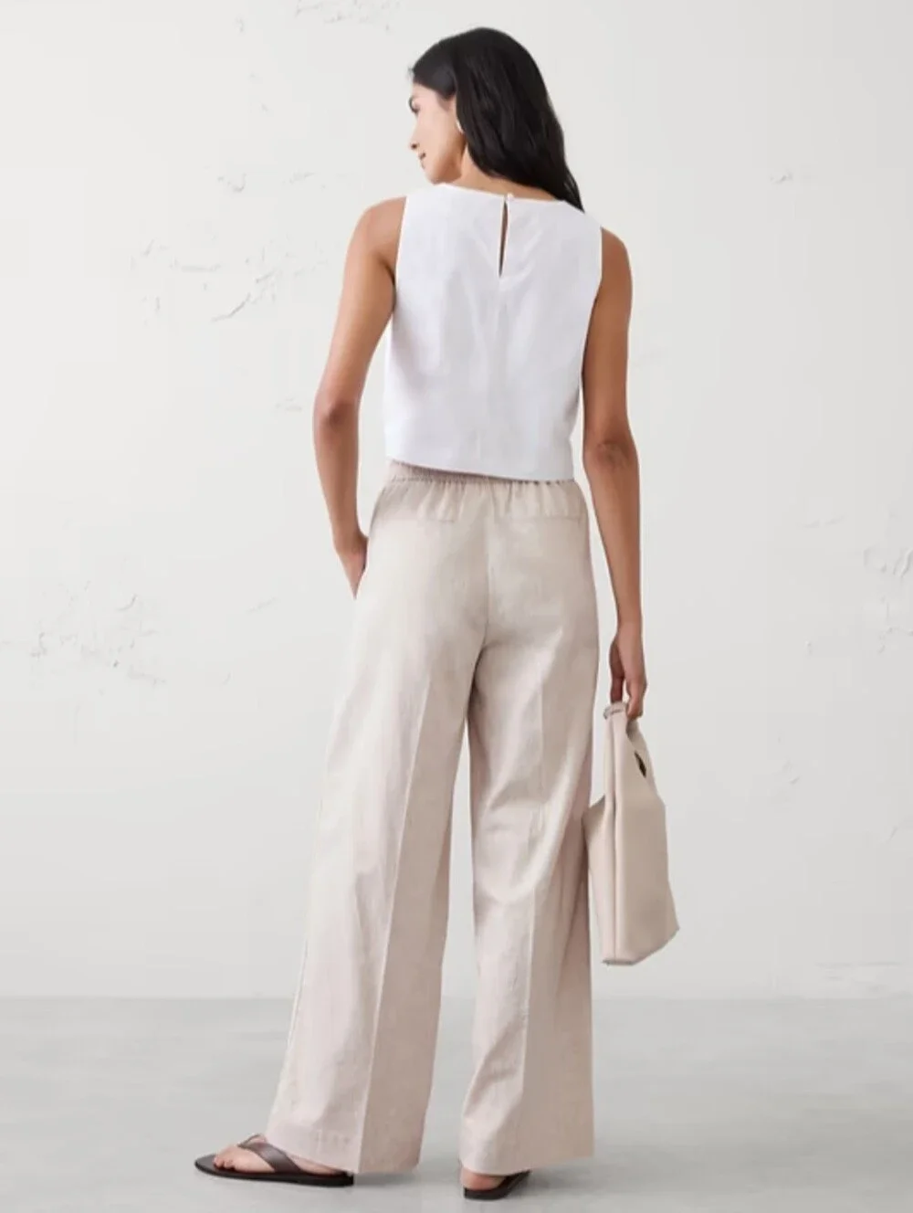 NWT Banana Republic Hayden Wide Leg High-Rise Linen Blend Pants Size-XL